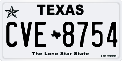 TX license plate CVE8754