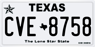 TX license plate CVE8758