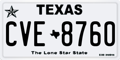 TX license plate CVE8760