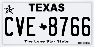 TX license plate CVE8766