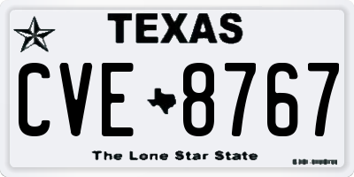 TX license plate CVE8767