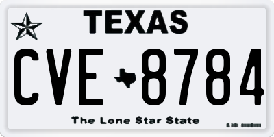 TX license plate CVE8784