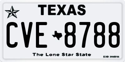 TX license plate CVE8788