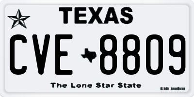 TX license plate CVE8809