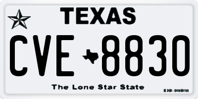 TX license plate CVE8830