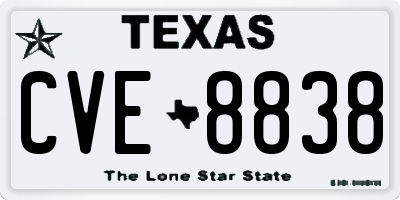 TX license plate CVE8838