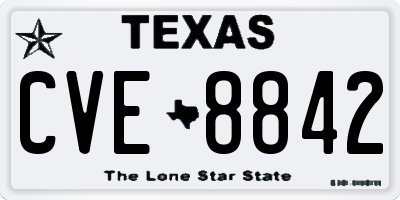 TX license plate CVE8842