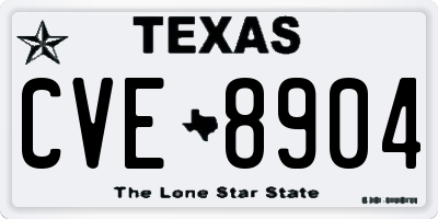 TX license plate CVE8904