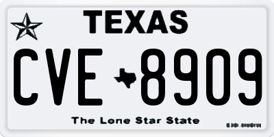 TX license plate CVE8909