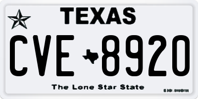 TX license plate CVE8920