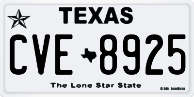 TX license plate CVE8925