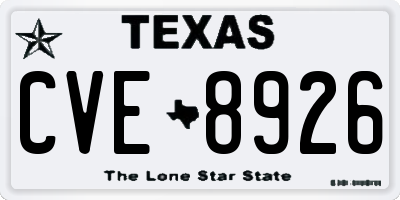 TX license plate CVE8926