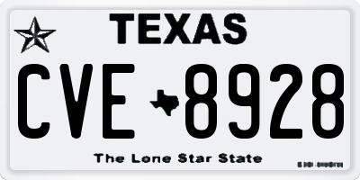 TX license plate CVE8928