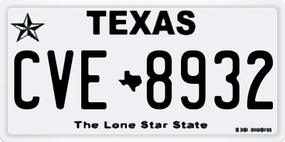 TX license plate CVE8932