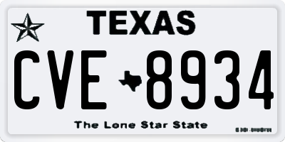 TX license plate CVE8934
