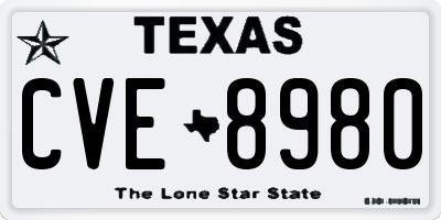 TX license plate CVE8980