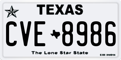 TX license plate CVE8986