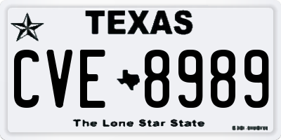 TX license plate CVE8989