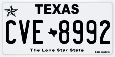 TX license plate CVE8992