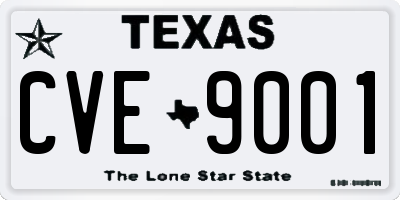 TX license plate CVE9001