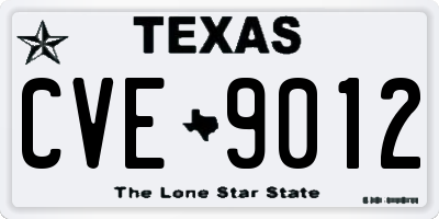 TX license plate CVE9012