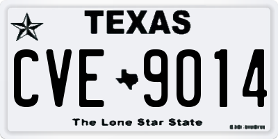 TX license plate CVE9014