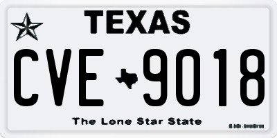 TX license plate CVE9018