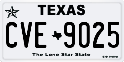 TX license plate CVE9025