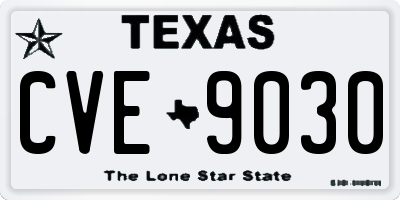 TX license plate CVE9030