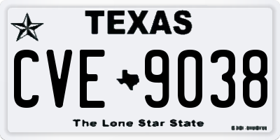 TX license plate CVE9038
