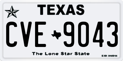 TX license plate CVE9043