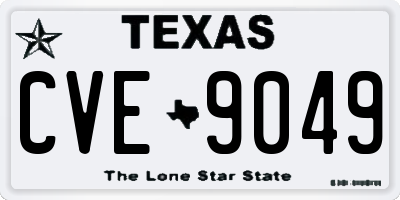 TX license plate CVE9049