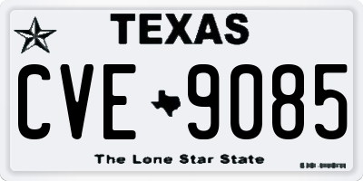 TX license plate CVE9085