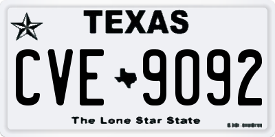 TX license plate CVE9092