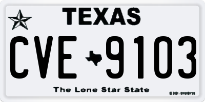 TX license plate CVE9103