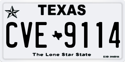 TX license plate CVE9114