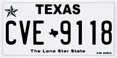 TX license plate CVE9118