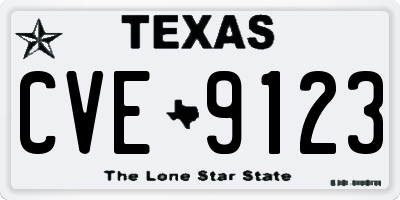 TX license plate CVE9123