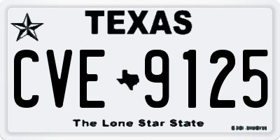 TX license plate CVE9125
