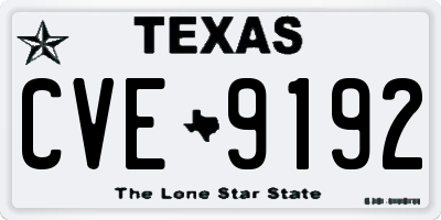 TX license plate CVE9192