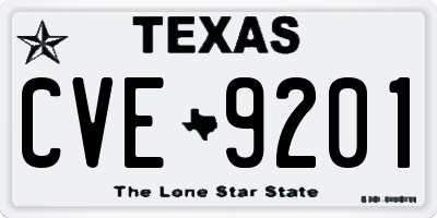 TX license plate CVE9201