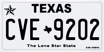 TX license plate CVE9202