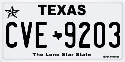 TX license plate CVE9203