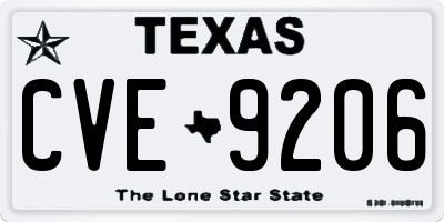 TX license plate CVE9206