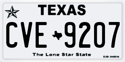 TX license plate CVE9207