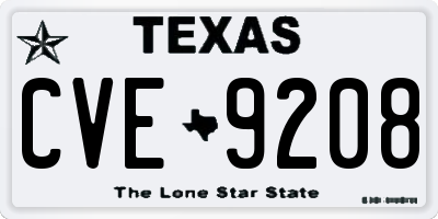 TX license plate CVE9208