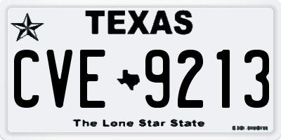TX license plate CVE9213