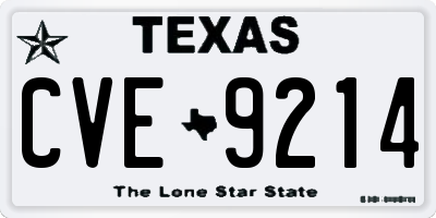 TX license plate CVE9214
