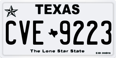TX license plate CVE9223