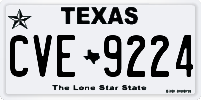 TX license plate CVE9224